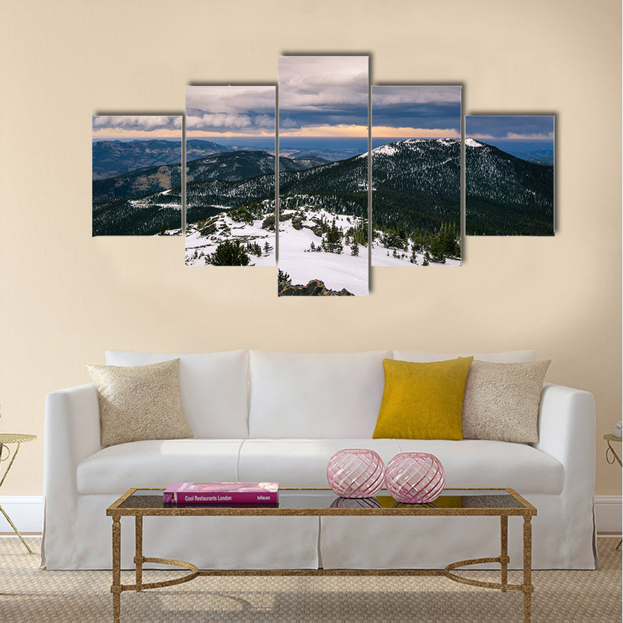 Looking down on Denver from top Chief Mountain, near Evergreen, Colorado multi panel canvas wall art