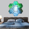 Fast stream running in the forest hexagonal canvas wall art