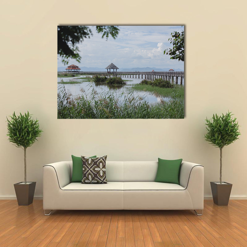 Pavilion at the lake in Sam-Roy-Yod, Thailand multi panel canvas wall art