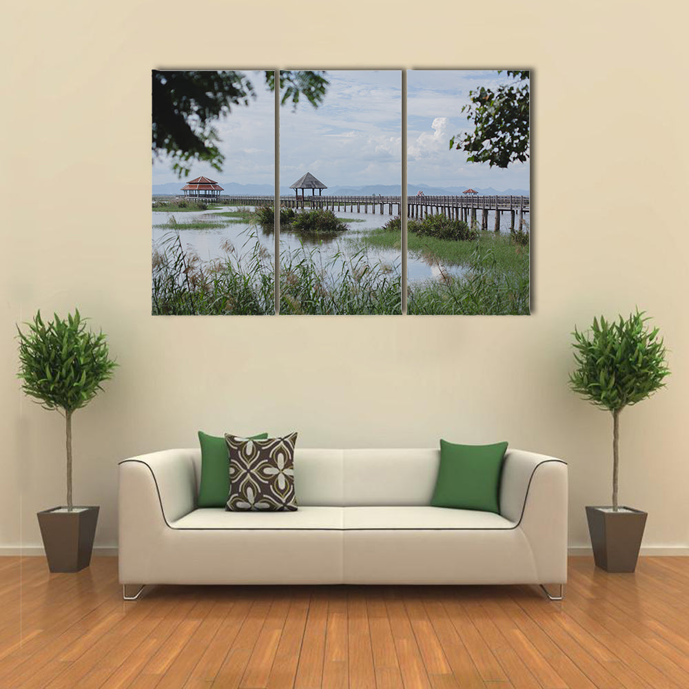 Pavilion at the lake in Sam-Roy-Yod, Thailand multi panel canvas wall art
