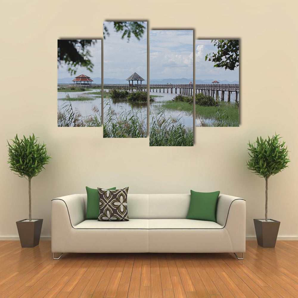 Pavilion at the lake in Sam-Roy-Yod, Thailand multi panel canvas wall art