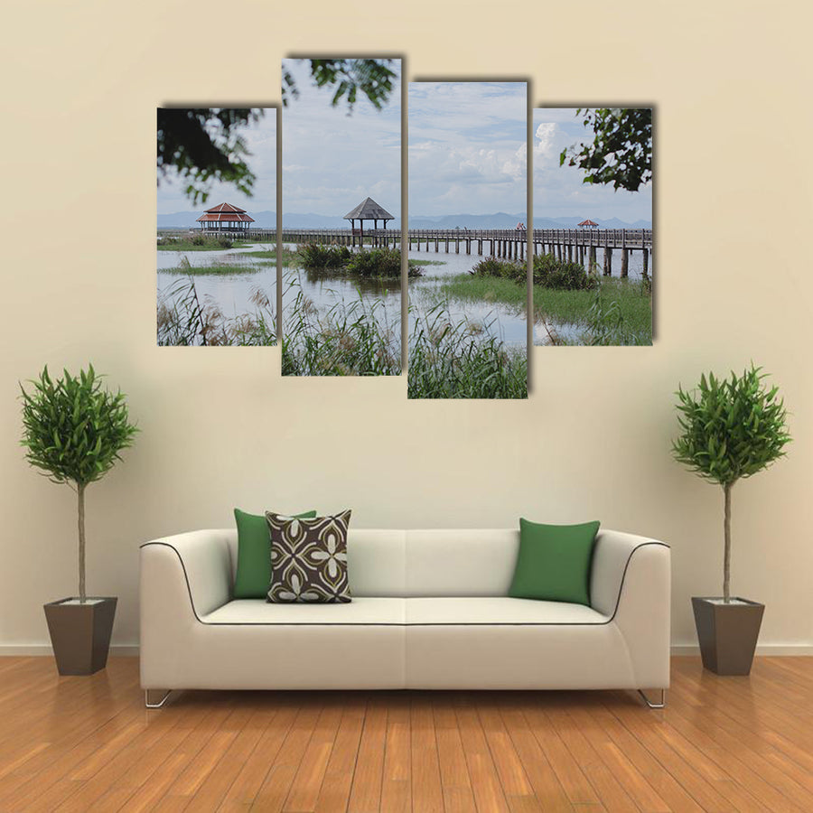 Pavilion at the lake in Sam-Roy-Yod, Thailand multi panel canvas wall art