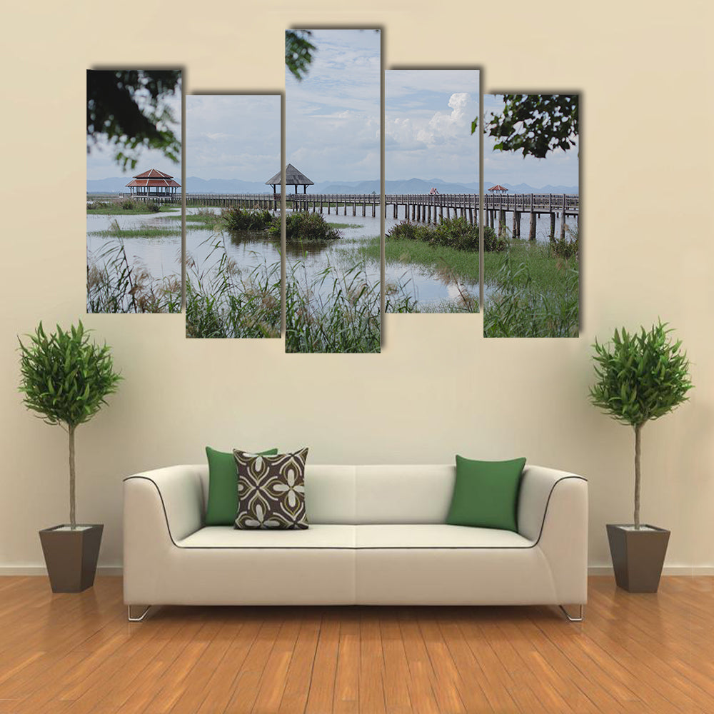 Pavilion at the lake in Sam-Roy-Yod, Thailand multi panel canvas wall art