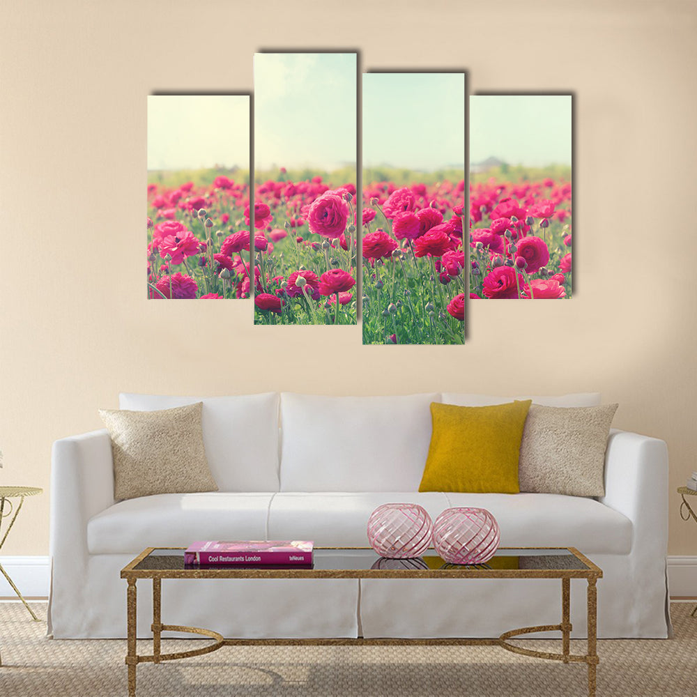 Image of beautiful pink spring flowers Multi Panel Canvas Wall Art