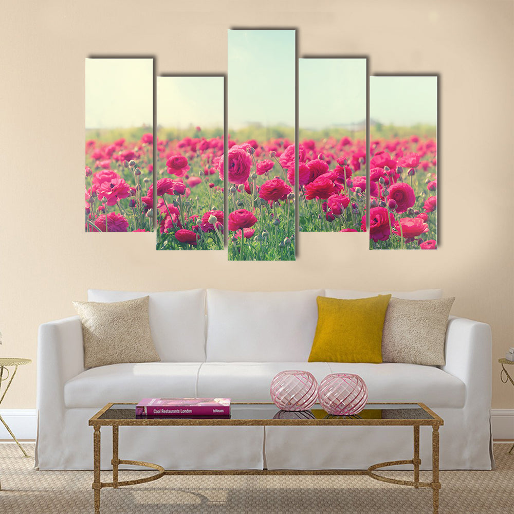 Image of beautiful pink spring flowers Multi Panel Canvas Wall Art