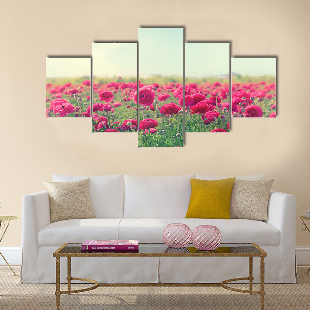 Image of beautiful pink spring flowers Multi Panel Canvas Wall Art