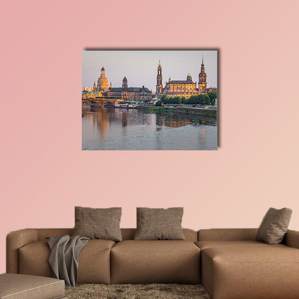 The bridge on river of city Dresden, Germany multi panel canvas wall art