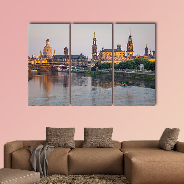 The bridge on river of city Dresden, Germany multi panel canvas wall art
