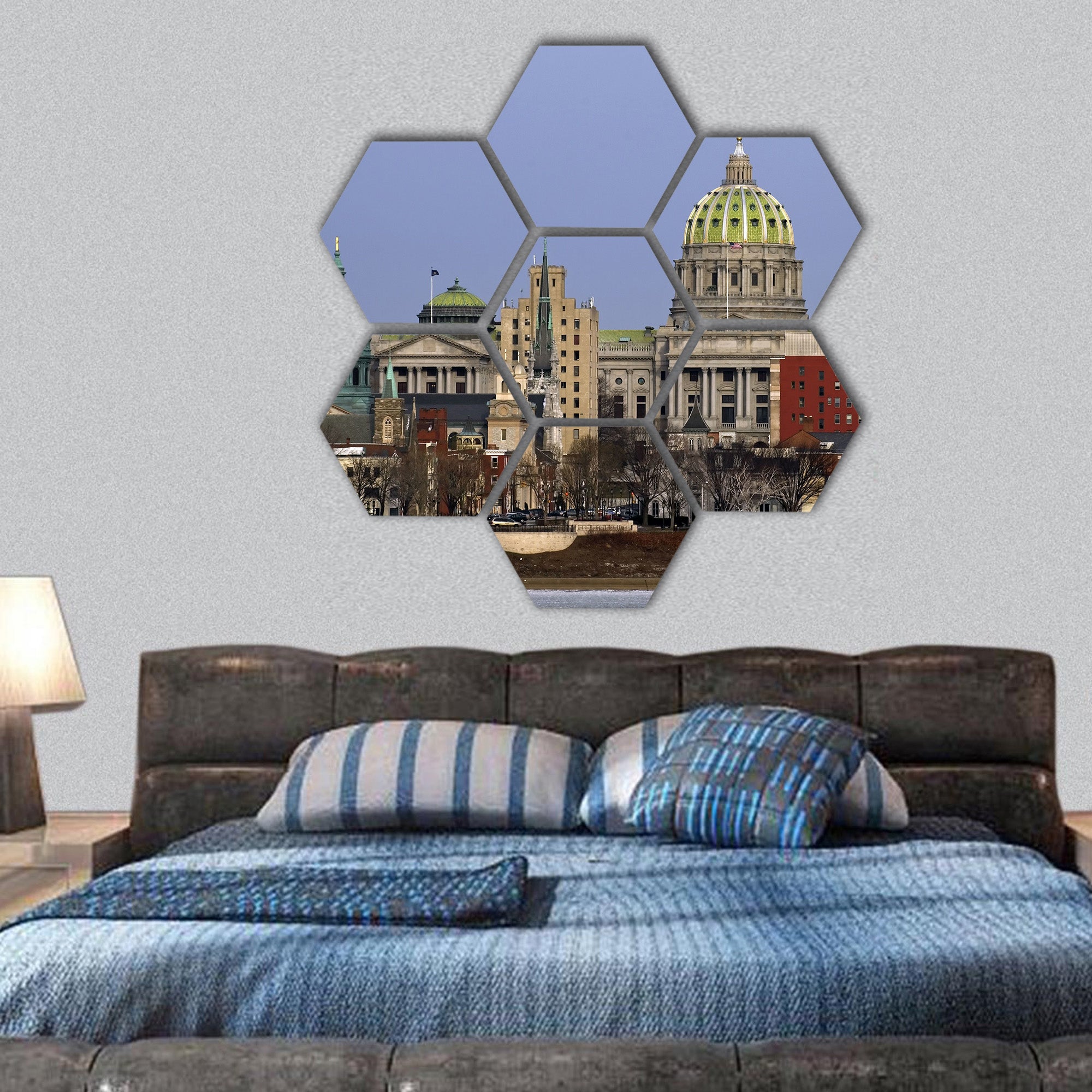 State Capitol Complex in Harrisburg hexagonal canvas wall art
