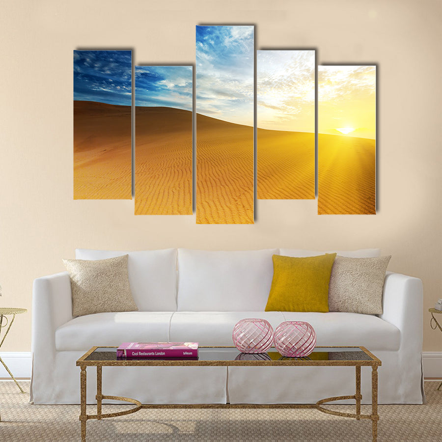 Sandy desert at sunrise time. Vietnam. Mui ne Multi panel canvas wall art