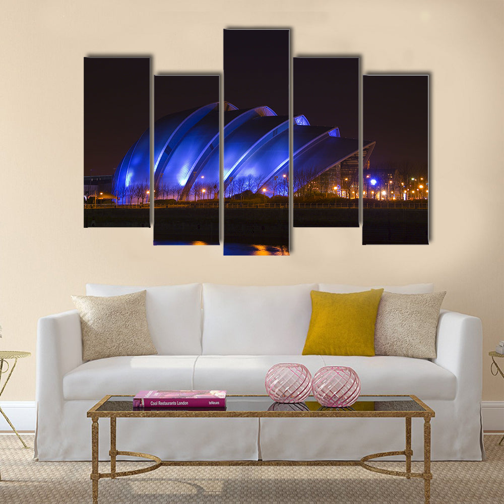 Glasgow's so-called 'Armadillo' building at night time Vertical Canvas Wall Art
