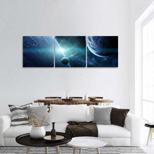 View of a distant planet panoramic canvas wall art