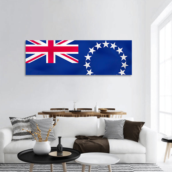 Cook Islands waving flag panoramic canvas wall art