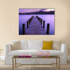 An evening view of a jetty on Coniston Water in the UK multi panel canvas wall art