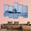 A tugboat near to container ship in the coasts of Valparaiso, Chile multi panel canvas wall art