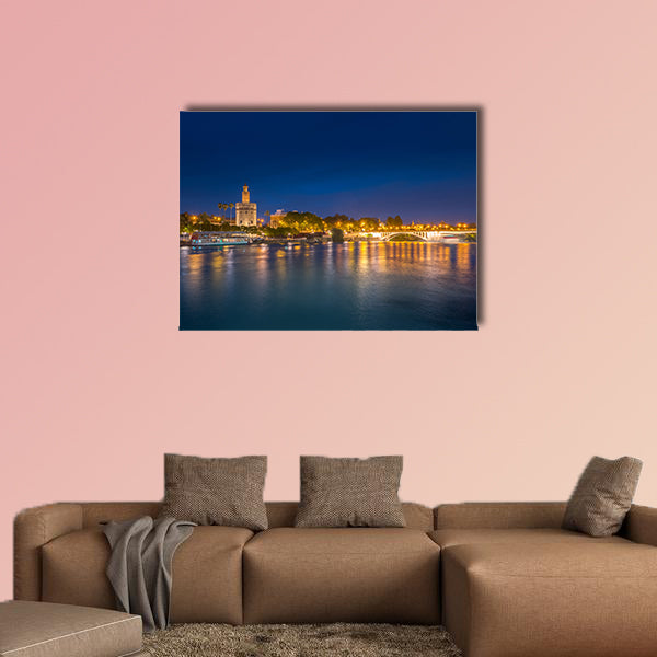 View of Golden Tower, Torre Del Oro, of Seville, Andalusia, Spai Multi panel canvas wall art