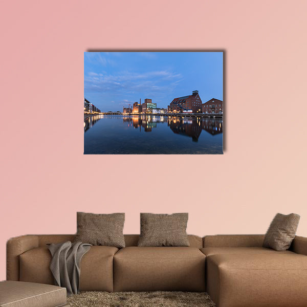 Inner Harbor Duisburg Blue Hour, Germany multi panel canvas wall art