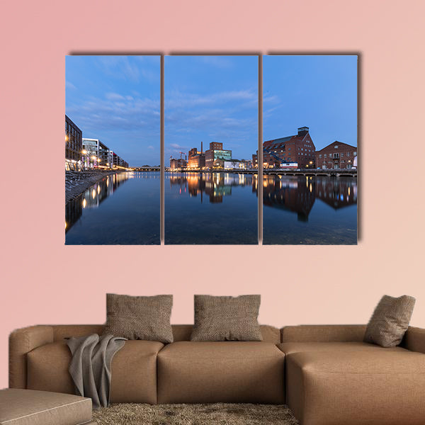 Inner Harbor Duisburg Blue Hour, Germany multi panel canvas wall art