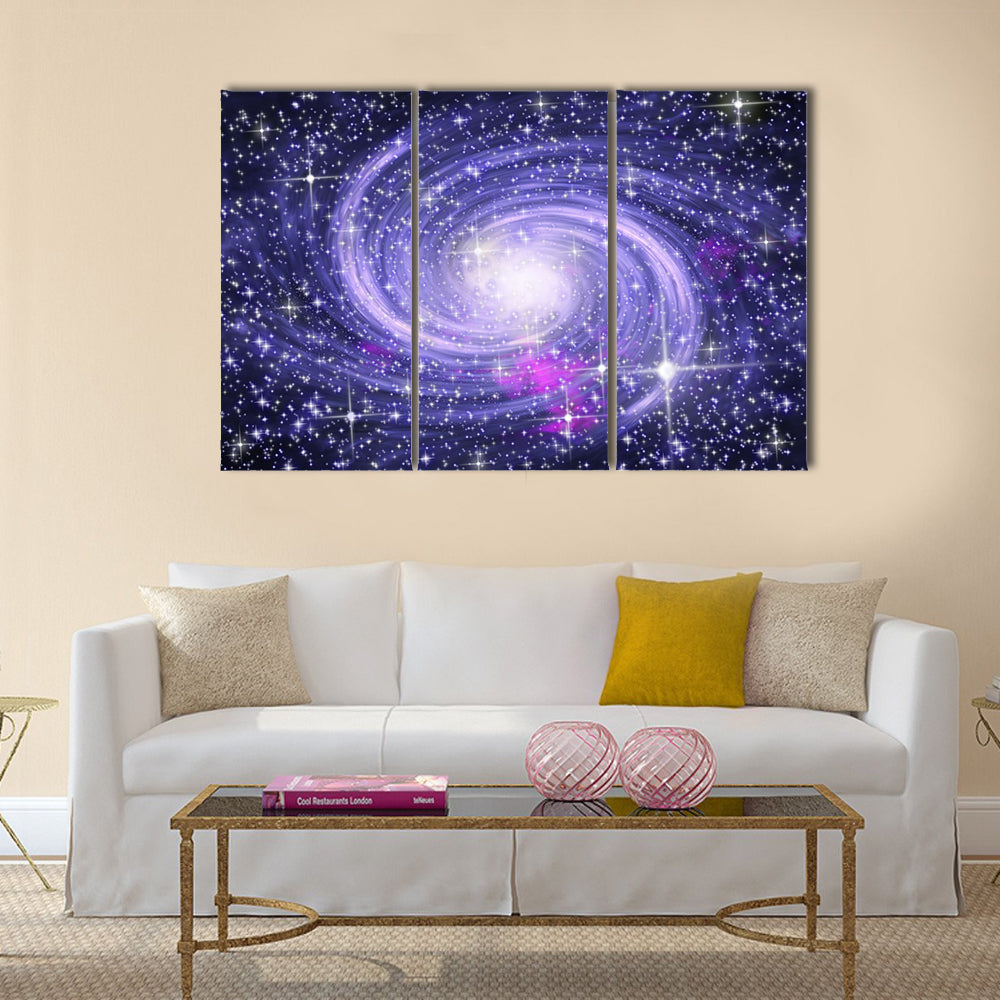 Big spiral galaxy in far star space Multi Panel Canvas Wall Art
