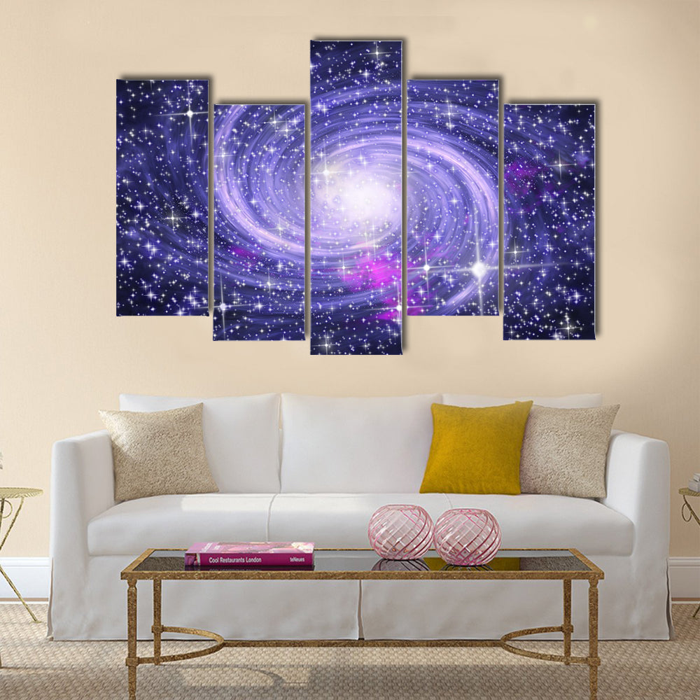 Big spiral galaxy in far star space Multi Panel Canvas Wall Art