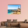 Rocky beach on summer day in Vina del Mar, Chile multi panel canvas wall art