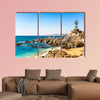 Rocky beach on summer day in Vina del Mar, Chile multi panel canvas wall art