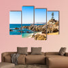 Rocky beach on summer day in Vina del Mar, Chile multi panel canvas wall art