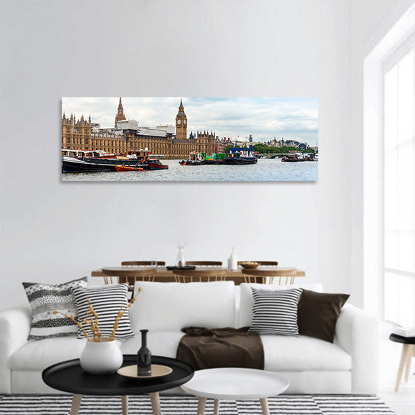 Street view of Traditional Big Ben in London panoramic canvas wall art