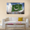 Pakistan Flag Under The Blue Cloudy Sky Multi Panel Canvas Wall Art