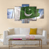 Pakistan Flag Under The Blue Cloudy Sky Multi Panel Canvas Wall Art