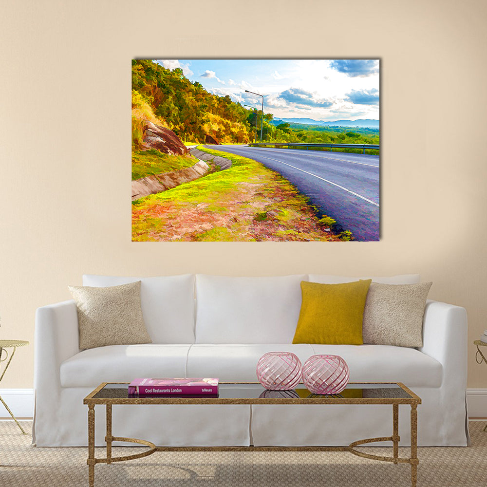 illustrious landscape and road multi panel canvas wall art
