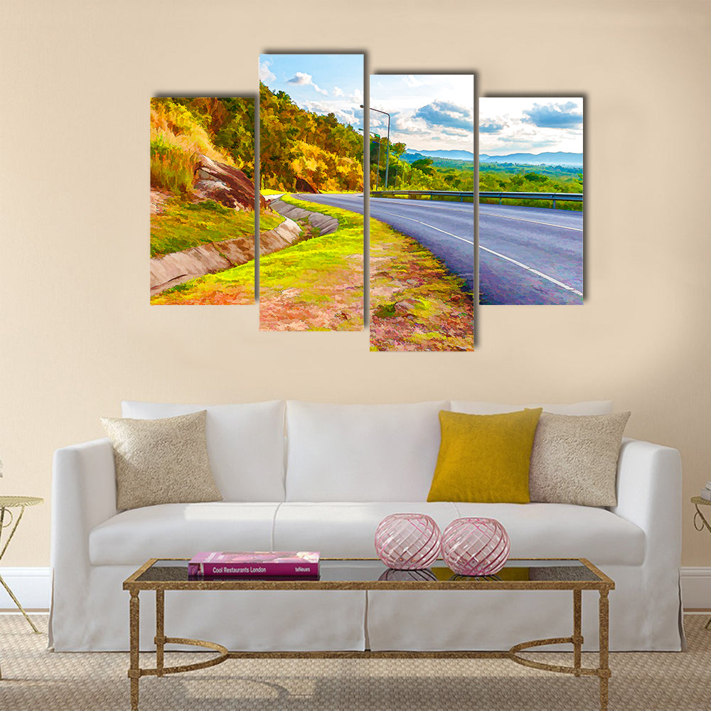 illustrious landscape and road multi panel canvas wall art