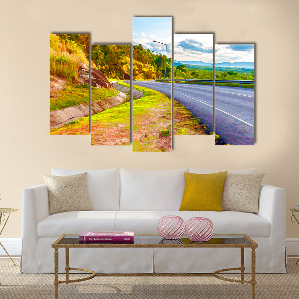 illustrious landscape and road multi panel canvas wall art
