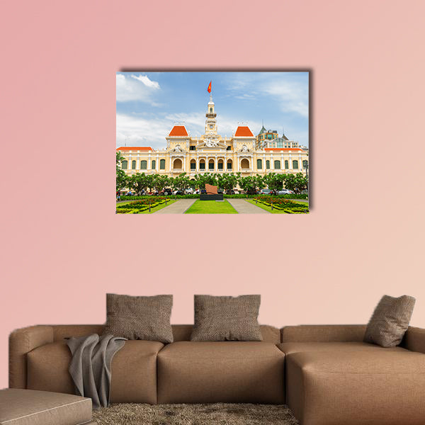 Facade of the Ho Chi Minh City Hall in destination in Vietnam wall art