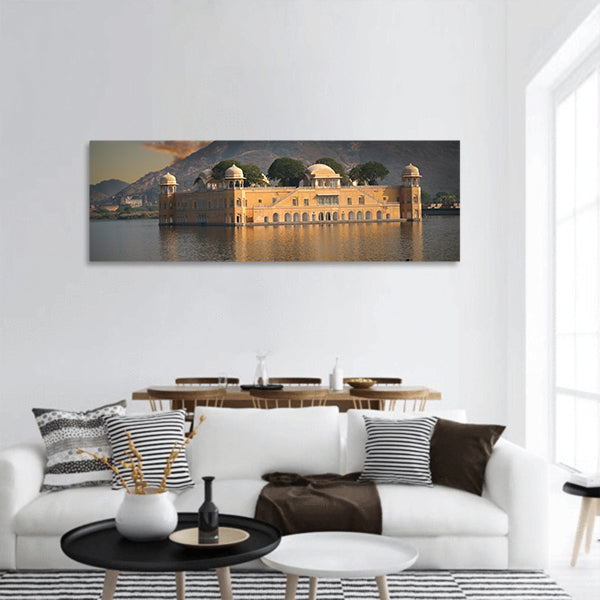 Water Palace in the middle of the lake Jaipur panoramic canvas wall art