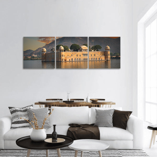 Water Palace in the middle of the lake Jaipur panoramic canvas wall art