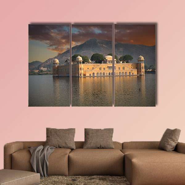 Water Palace in the middle of the lake multi panel canvas wall art