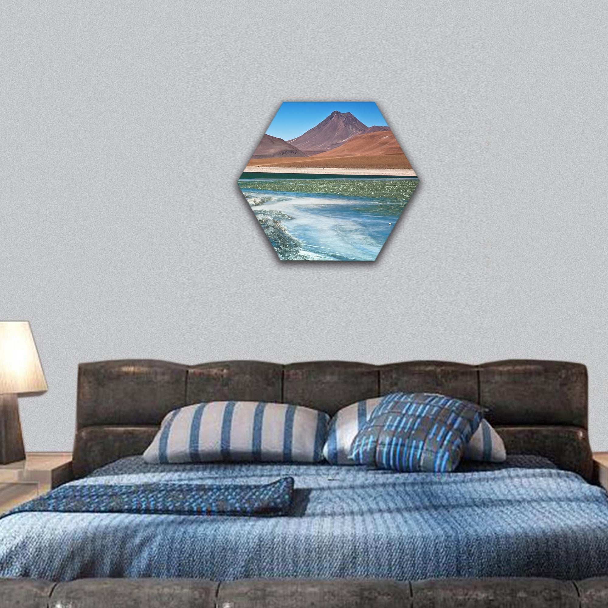 Diamond lagoon in Atacama desert, Chile hexagonal canvas wall art
