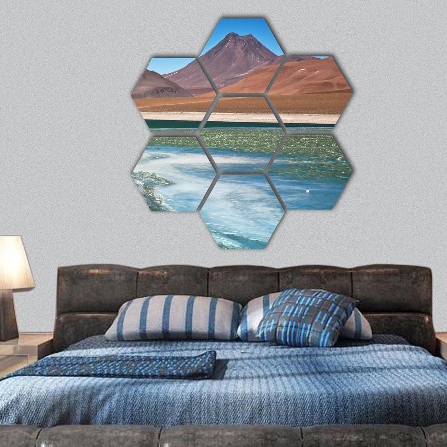 Diamond lagoon in Atacama desert, Chile hexagonal canvas wall art