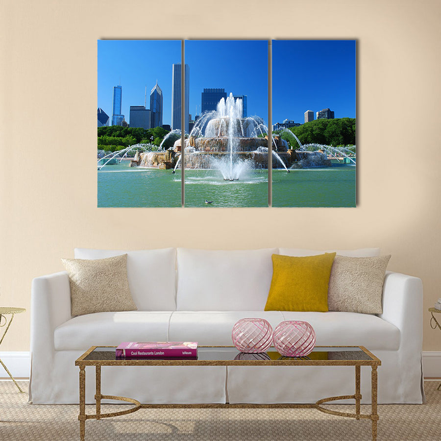 A View Of Downtown Of The City Of Chicago Multi Panel Canvas Wall Art