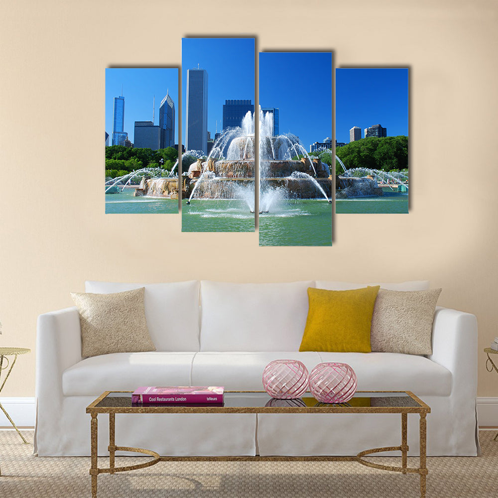 A View Of Downtown Of The City Of Chicago Multi Panel Canvas Wall Art