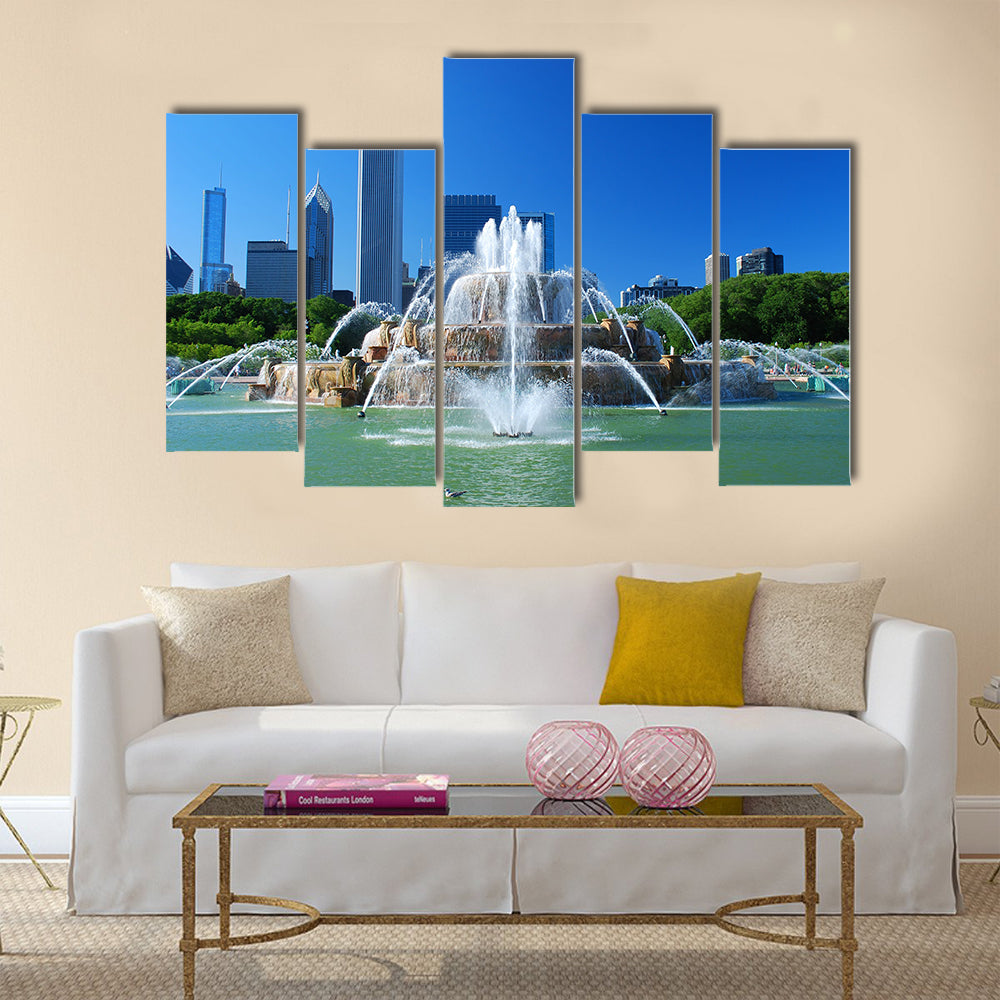 A View Of Downtown Of The City Of Chicago Multi Panel Canvas Wall Art