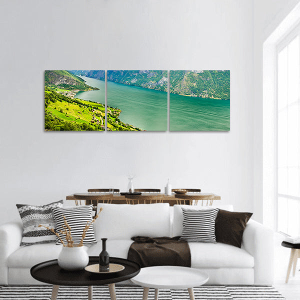 Picturesque Aurland valley and fjords Norway Scandinavia panoramic canvas wall art