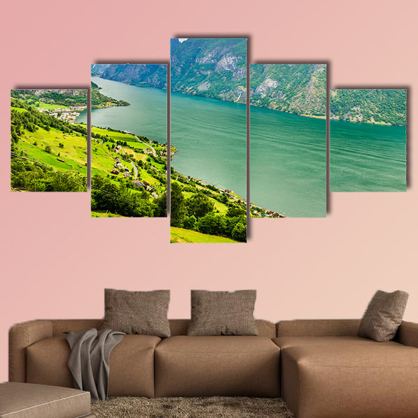 View of the picturesque Aurland valley and fjords Norway wall art