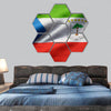 Closeup of Equatorial Guinea Flag hexagonal canvas wall art