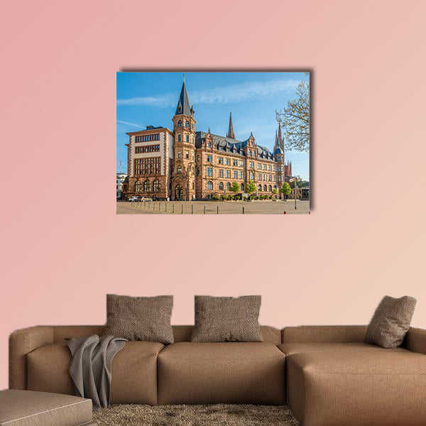 City hall am Market place in Wiesbaden, Germany multi panel canvas wall art