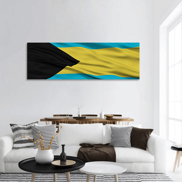 Closeup Bahamas Flag panoramic canvas wall art