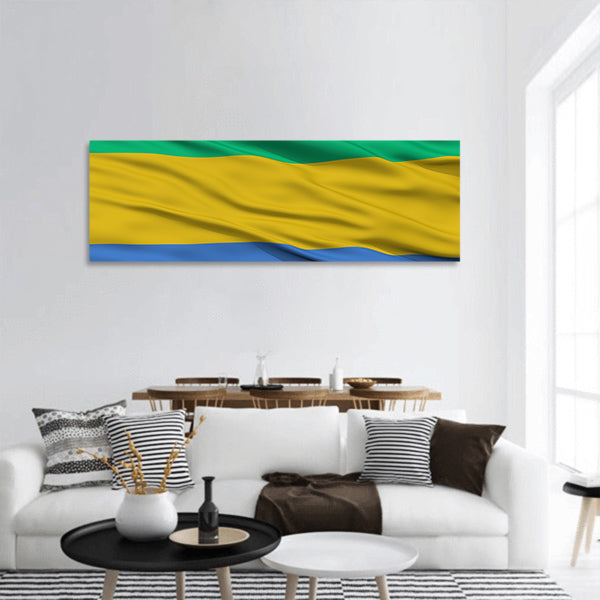 Closeup Gabon Flag panoramic canvas wall art