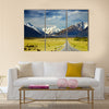 Landscape with road and snowy mountains Multi Panel Canvas Wall Art