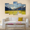 Landscape with road and snowy mountains Multi Panel Canvas Wall Art